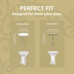 Spandex Cocktail Tablecloth 32 x 43 Round Fit Metallic Silver