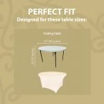 Spandex Cocktail Tablecloth 48 Inch 4 Foot Round Fit Ivory