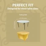 Spandex Cocktail Tablecloth 48 Inch 4 Foot Round Fit Metallic Gold