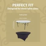 Spandex Cocktail Tablecloth 60 Inch 5 Foot Round Fit Black