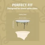 Spandex Cocktail Tablecloth 60 Inch 5 Foot Round Fit Ivory