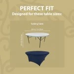 Spandex Cocktail Tablecloth 60 Inch 5 Foot Round Fit Navy Blue