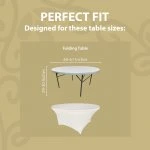 Spandex Cocktail Tablecloth 60 Inch 5 Foot Round Fit White